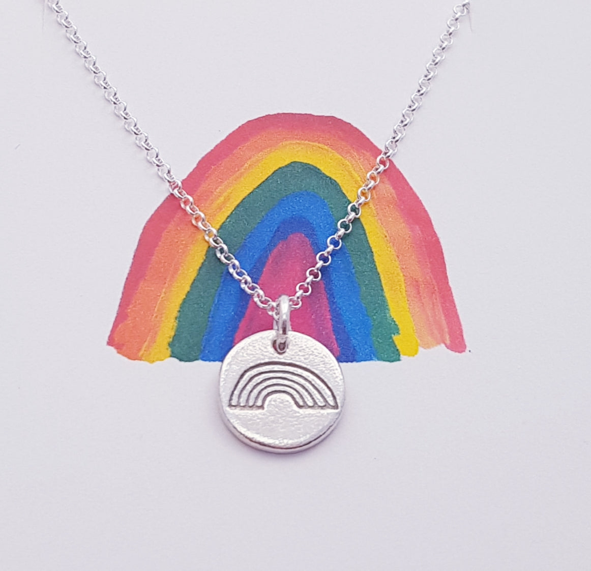 Sterling silver hot sale rainbow necklace