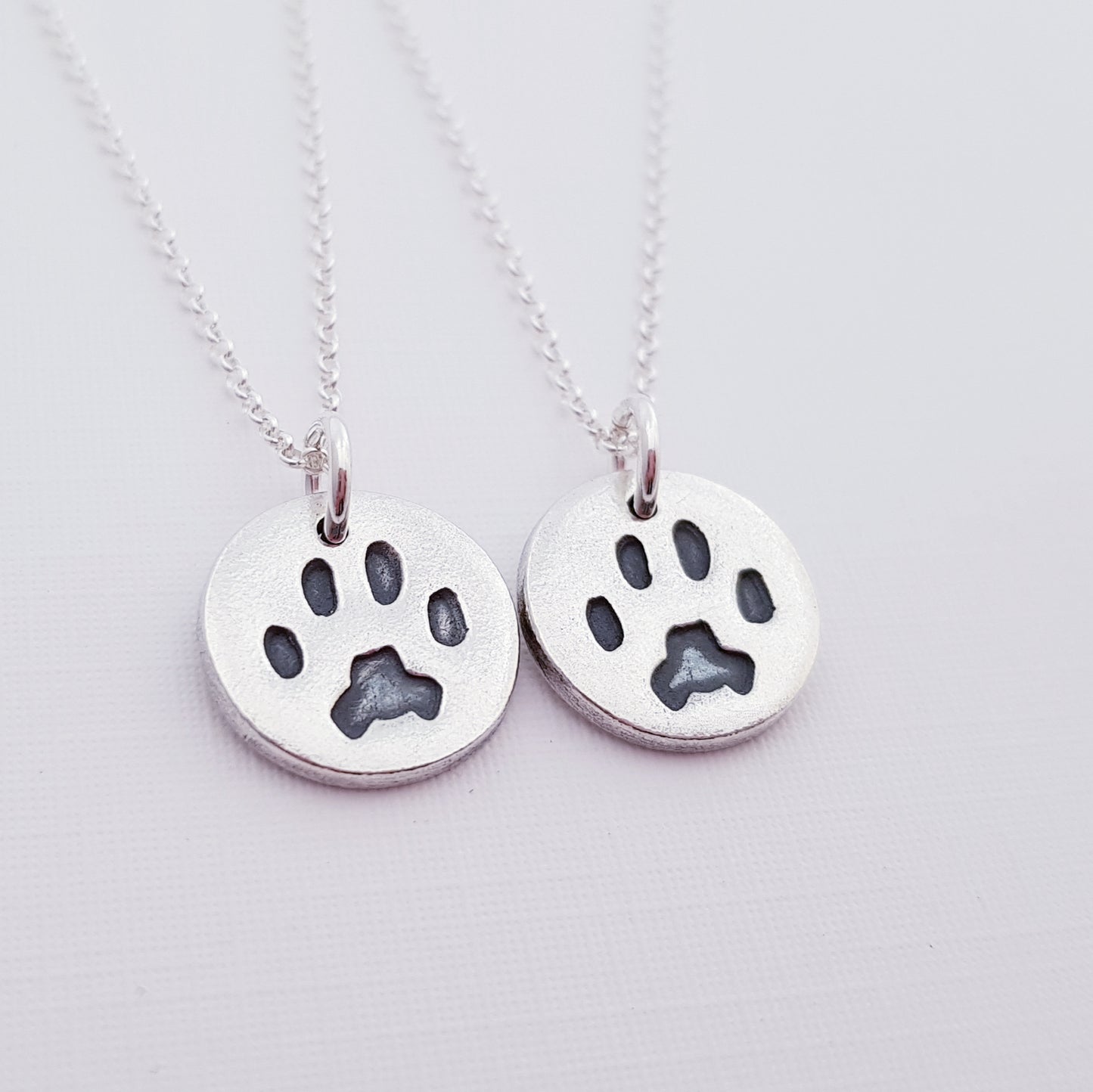 Custom Sterling Silver Paw Print Pendant Necklace