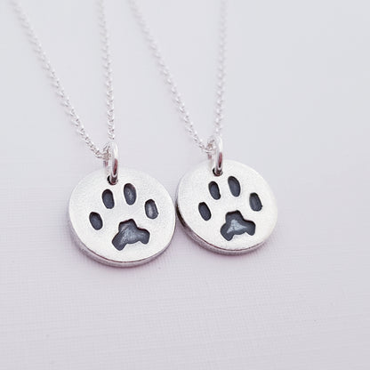 Custom Sterling Silver Paw Print Pendant Necklace