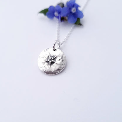 Sterling Silver Mini Alkanet Forget Me Not Pendant Necklace