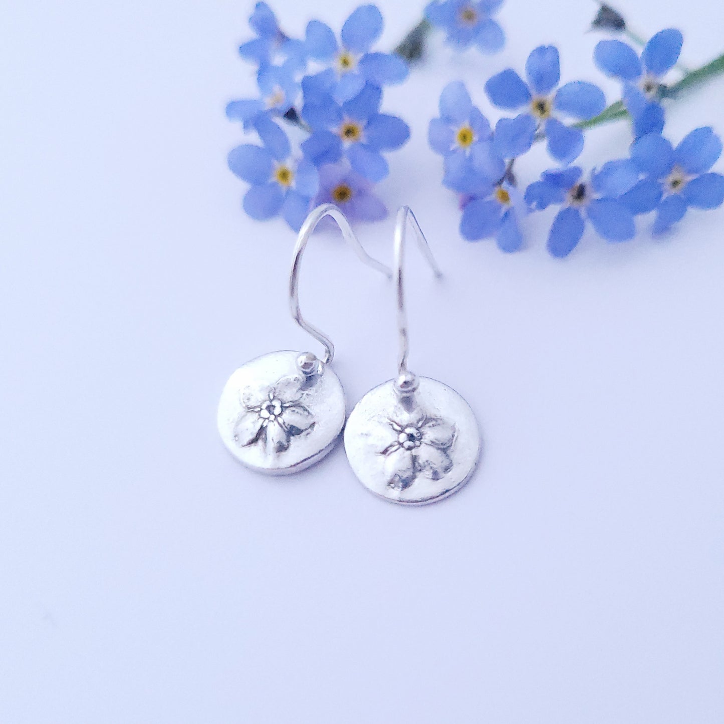 Sterling-Silver-Forget-Me-Not-Flower-Drop-Earrings-4