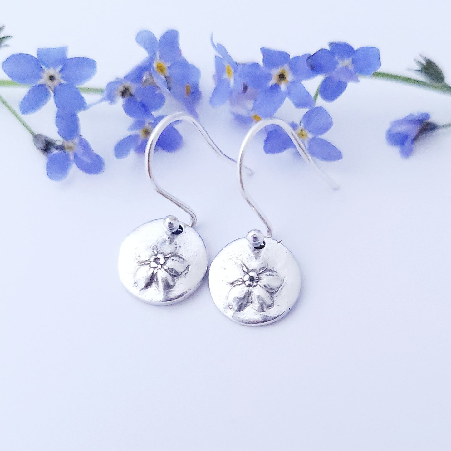 Sterling-Silver-Forget-Me-Not-Flower-Drop-Earrings-0