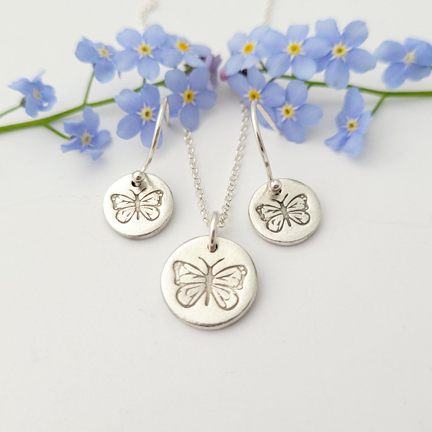 Sterling Silver Butterfly Drop Earrings