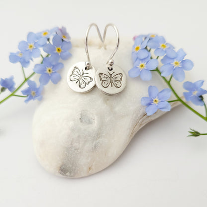 Sterling Silver Butterfly Drop Earrings