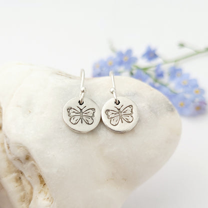 Sterling Silver Butterfly Drop Earrings