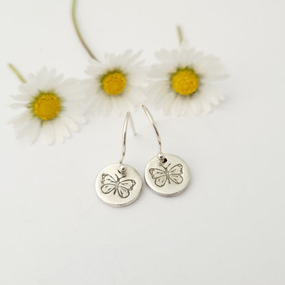 Sterling Silver Butterfly Drop Earrings