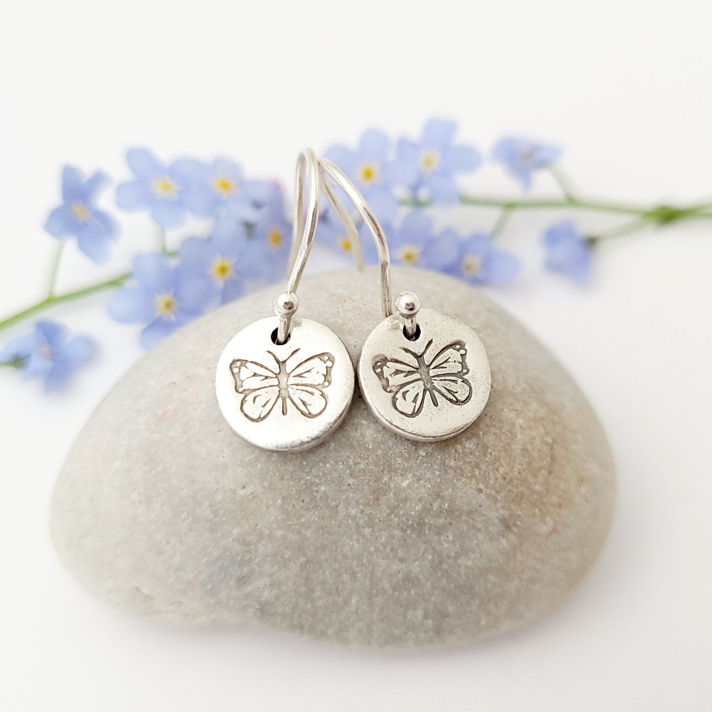 Sterling Silver Butterfly Drop Earrings