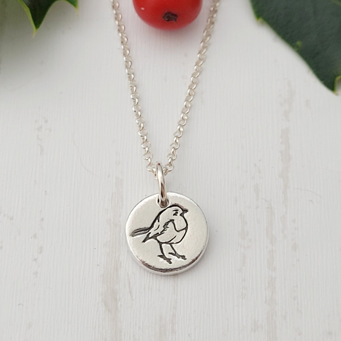 1cm robin christmas pendant necklace 15