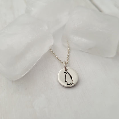 Tiny-sterling-silver-penguin-pendant-necklace-2