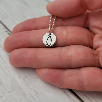 Tiny-sterling-silver-penguin-pendant-necklace-1