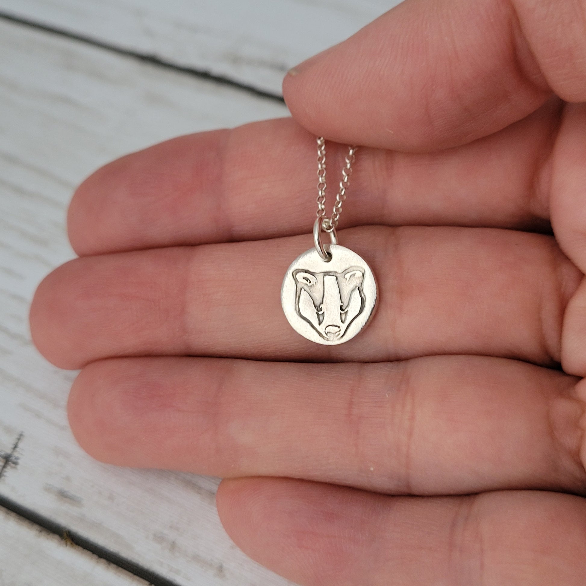 Sterling-silver-badger-face-pendant-necklace-7