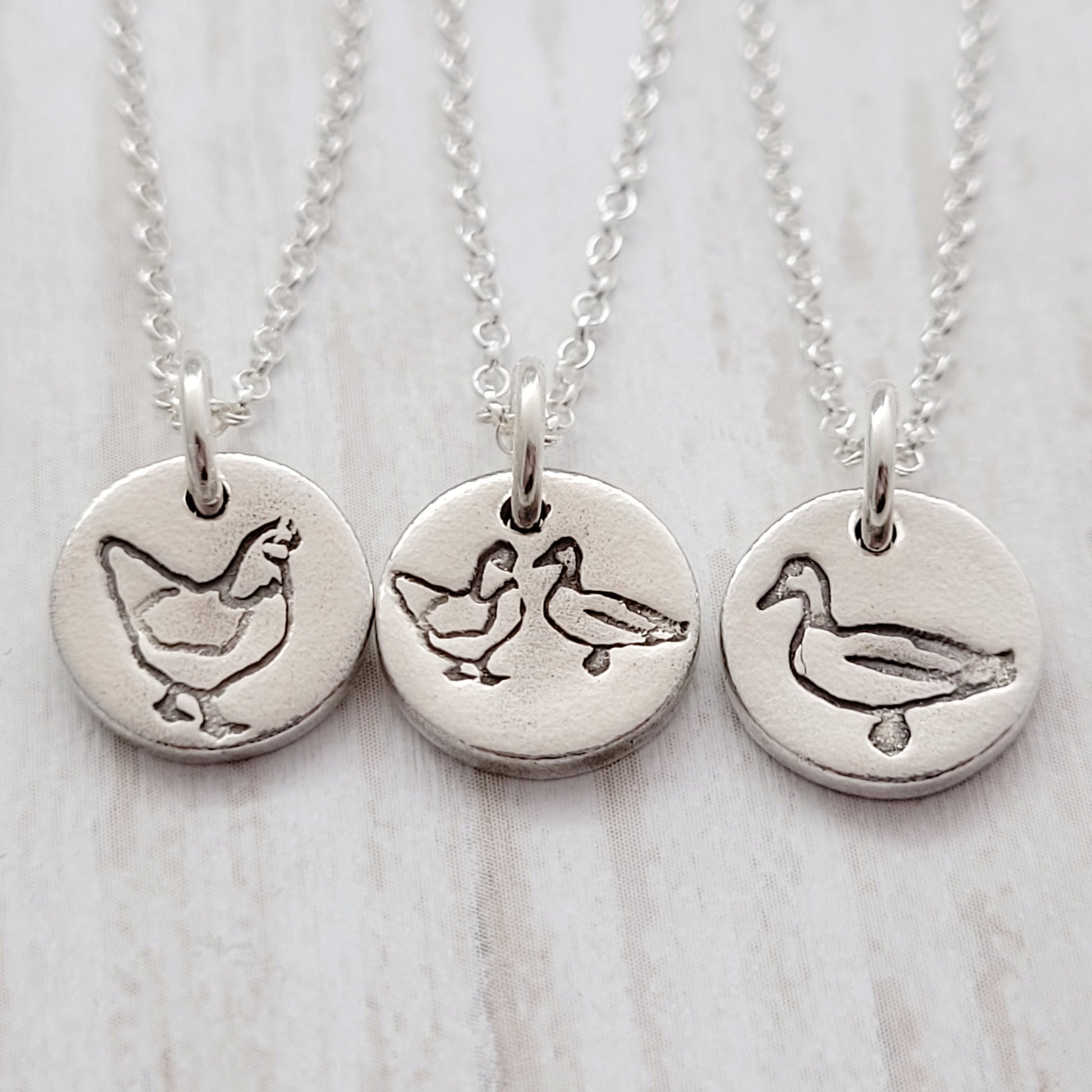 Sterling-silver-chicken-and-duck-bird-pendant-necklace-trio