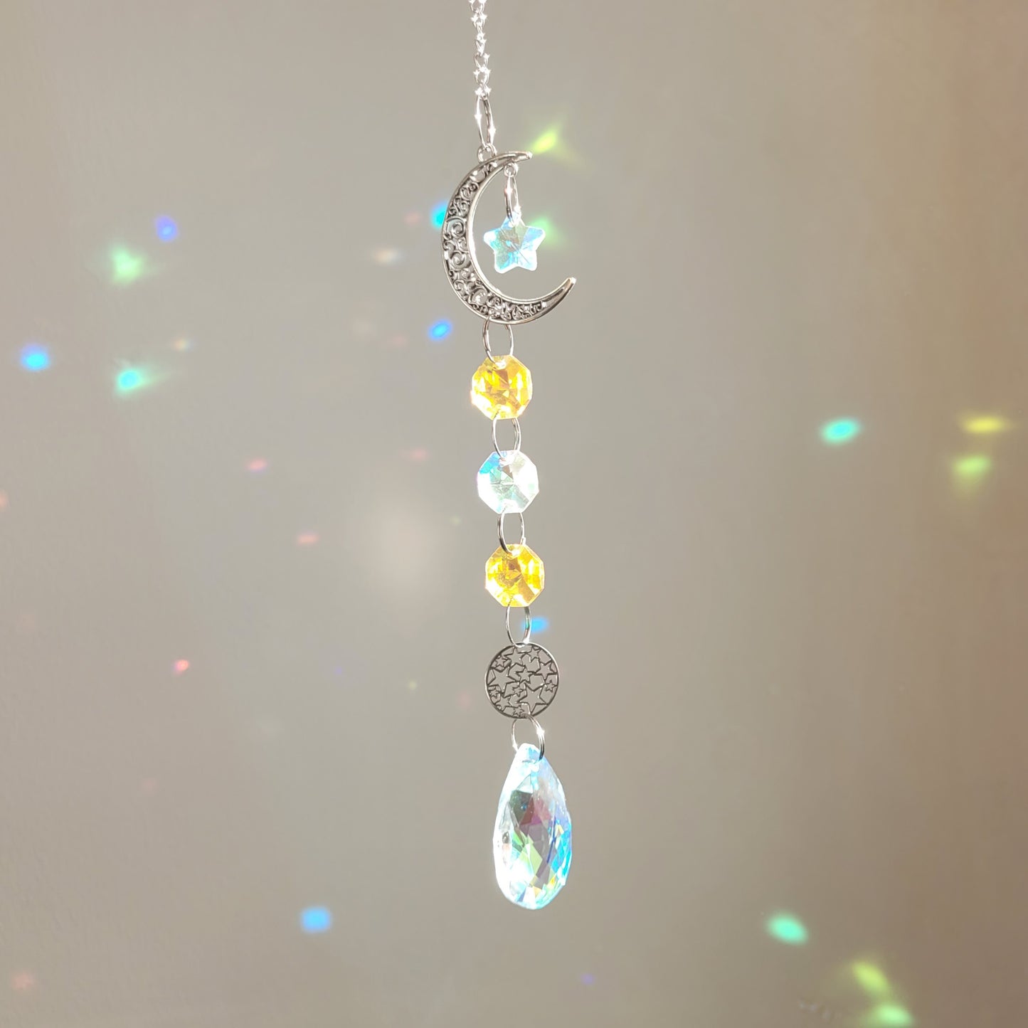 Moon and Star hanging crystal Suncatcher