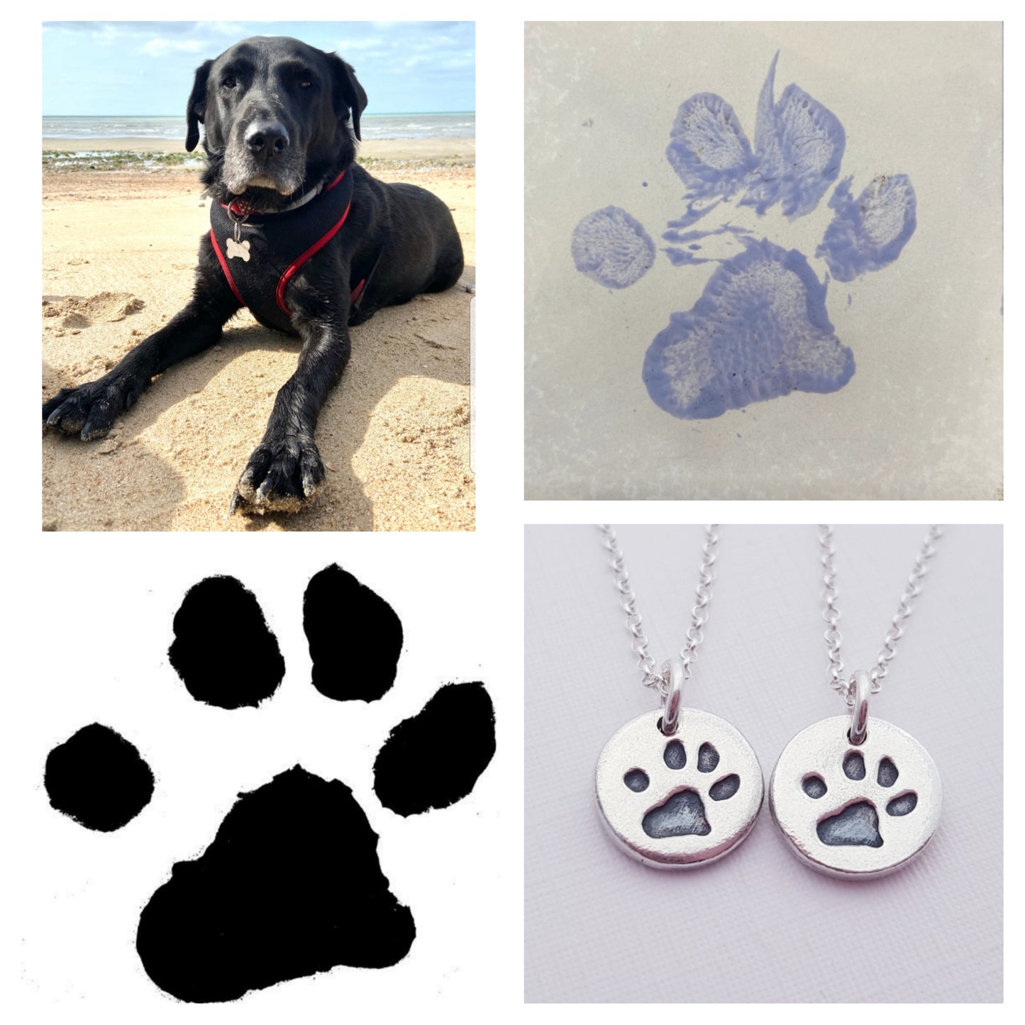 Custom Sterling Silver Paw Print Pendant Necklace