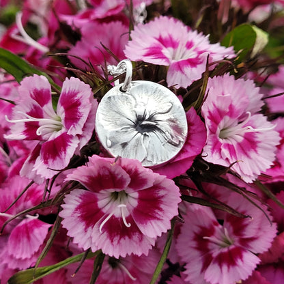 Sterling Silver Sweet William Flower Botanical Pendant Necklace