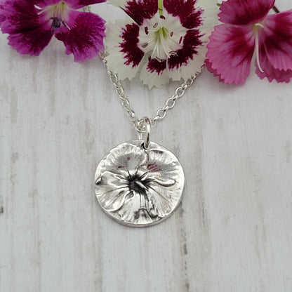 Sterling Silver Sweet William Flower Botanical Pendant Necklace