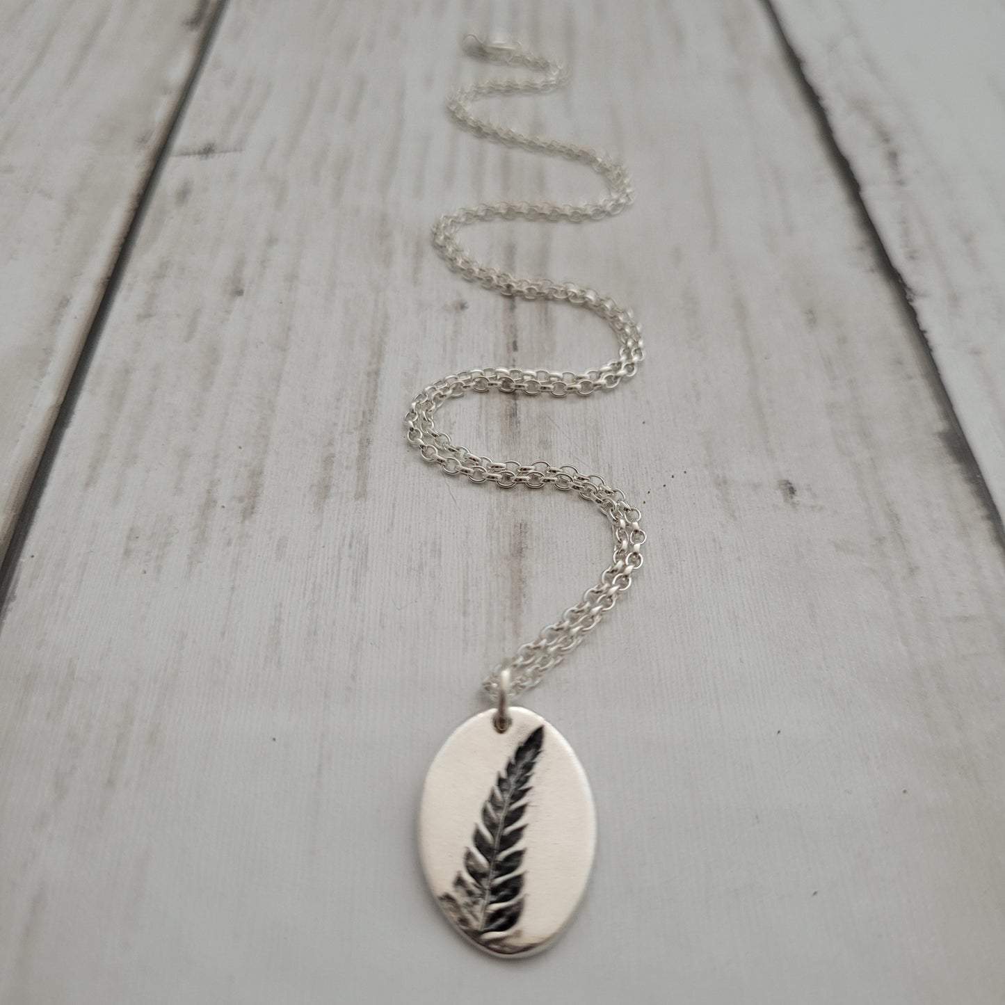 Sterling Silver Fern Leaf Pendant Necklace