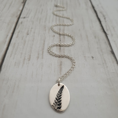 Sterling Silver Fern Leaf Pendant Necklace