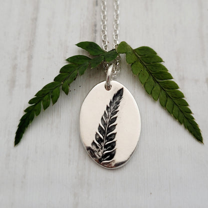 Sterling Silver Fern Leaf Pendant Necklace