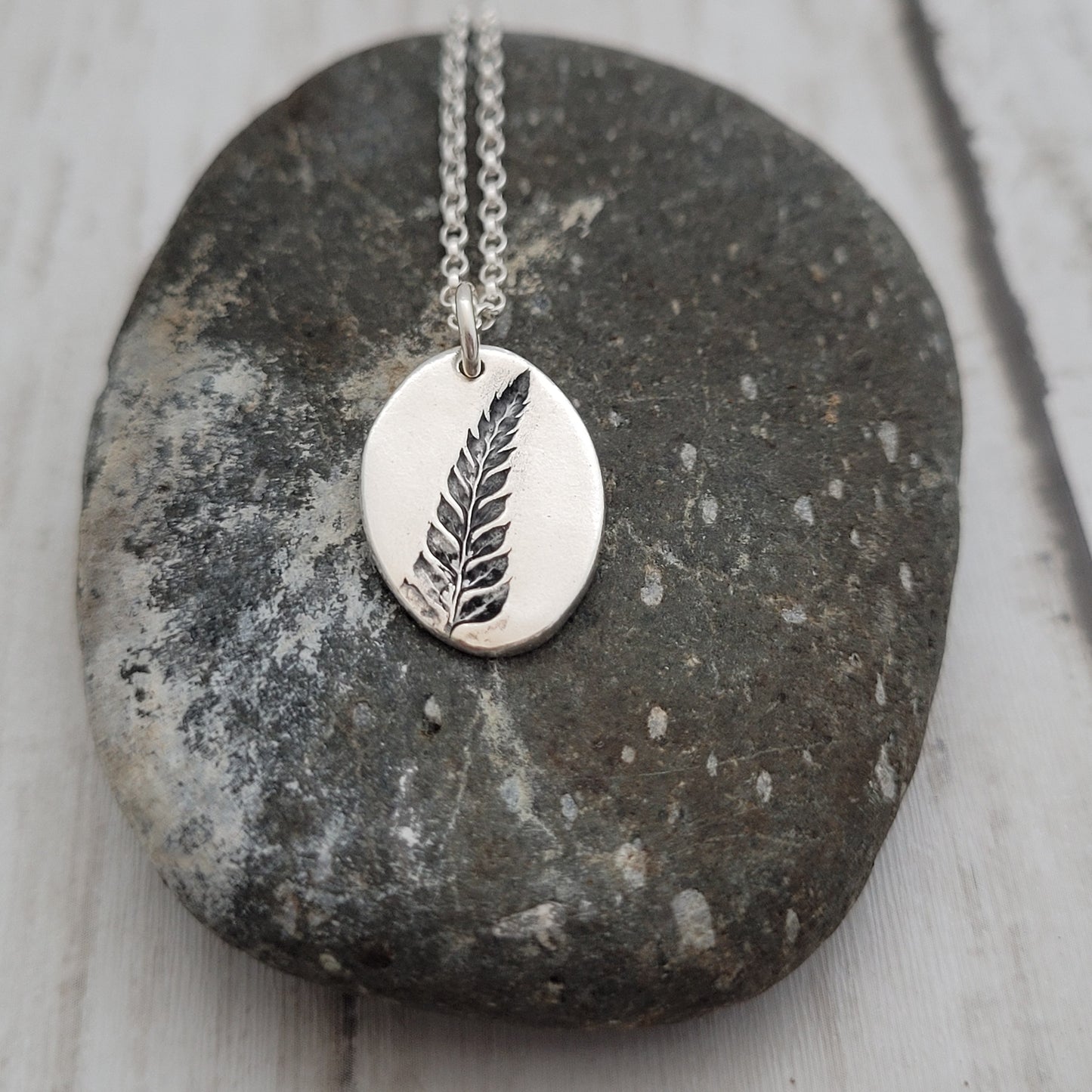 Sterling Silver Fern Leaf Pendant Necklace