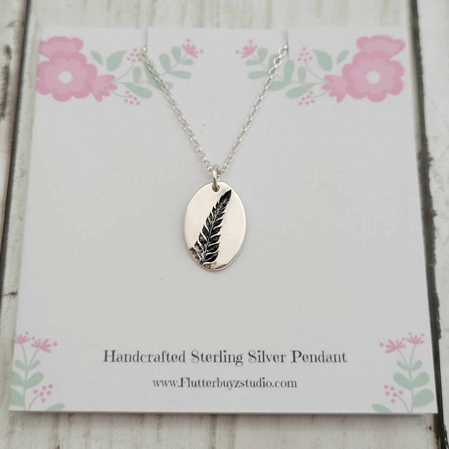 Sterling Silver Fern Leaf Pendant Necklace