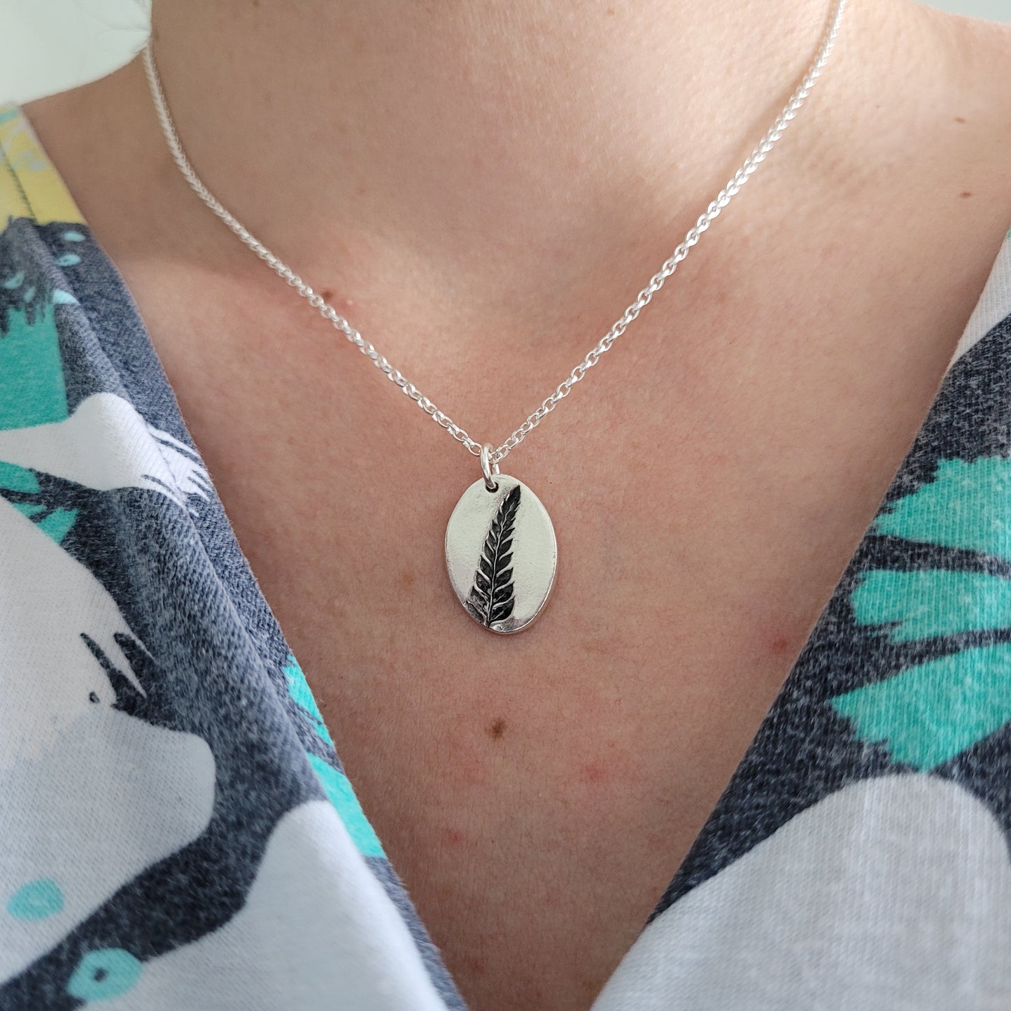 Sterling Silver Fern Leaf Pendant Necklace