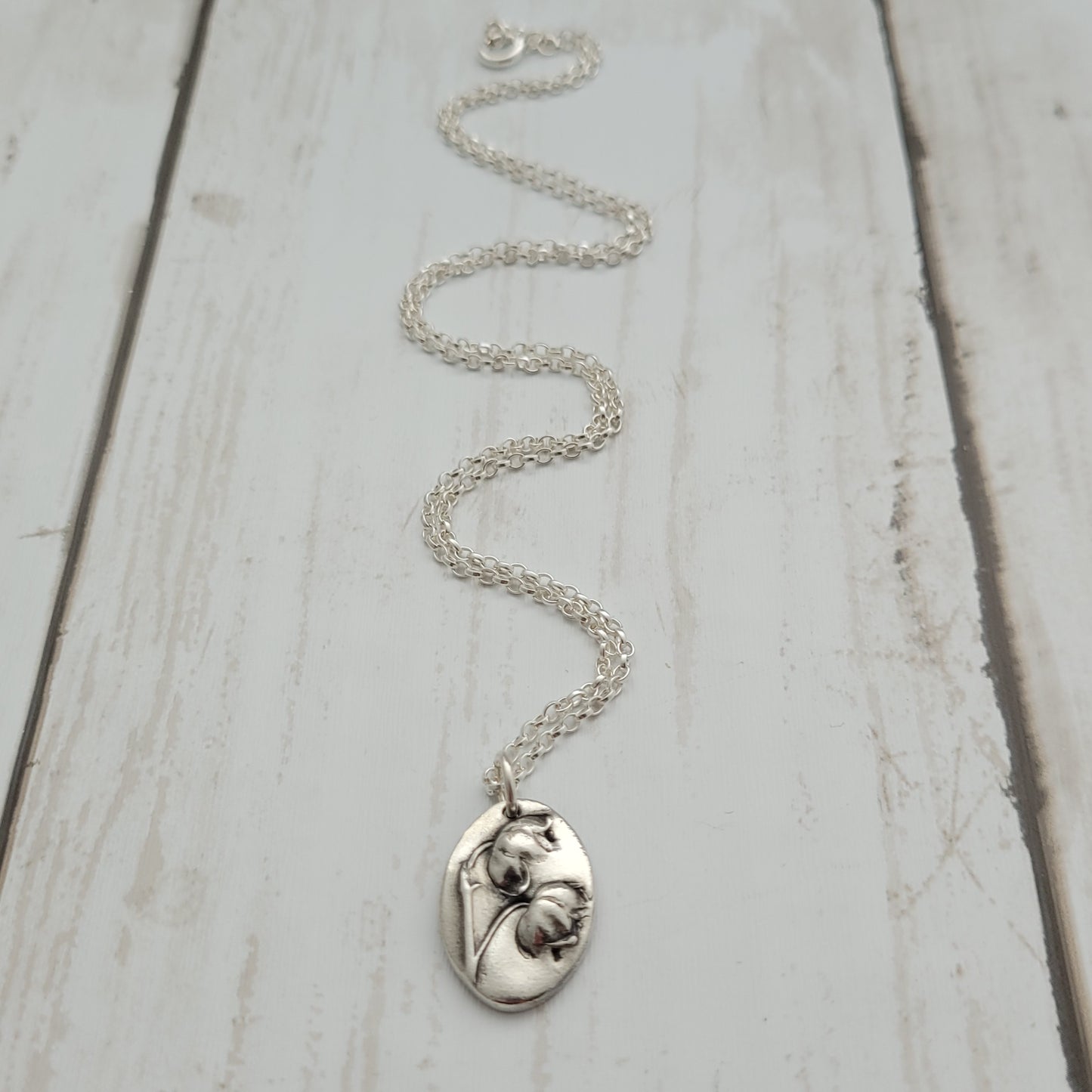 Sterling Silver Lily of the Valley Botanical Pendant Necklace