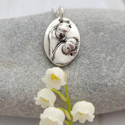 Sterling Silver Lily of the Valley Botanical Pendant Necklace