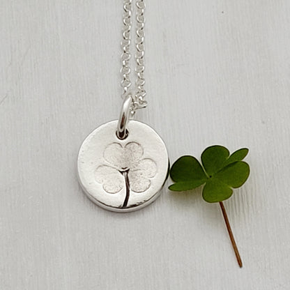 Sterling Silver Tiny 1cm Shamrock Leaf Necklace