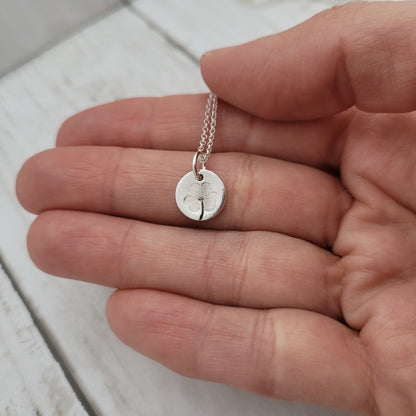 Sterling Silver Tiny 1cm Shamrock Leaf Necklace