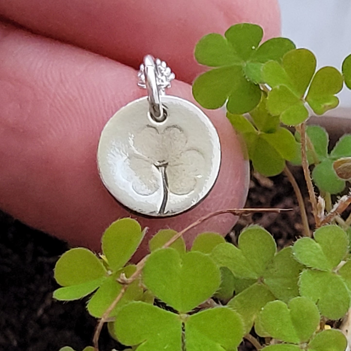 Sterling Silver Tiny 1cm Shamrock Leaf Necklace