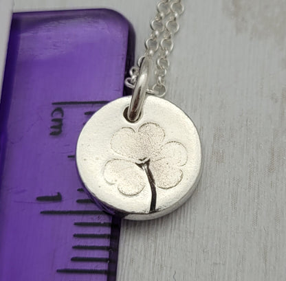 Sterling Silver Tiny 1cm Shamrock Leaf Necklace