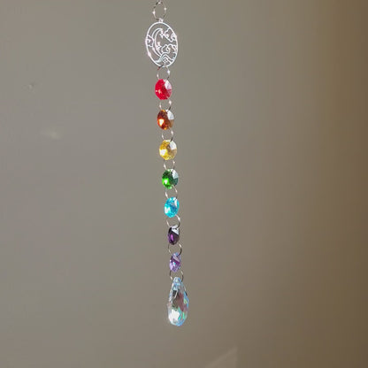 Moon and Cloud Rainbow hanging crystal Suncatcher