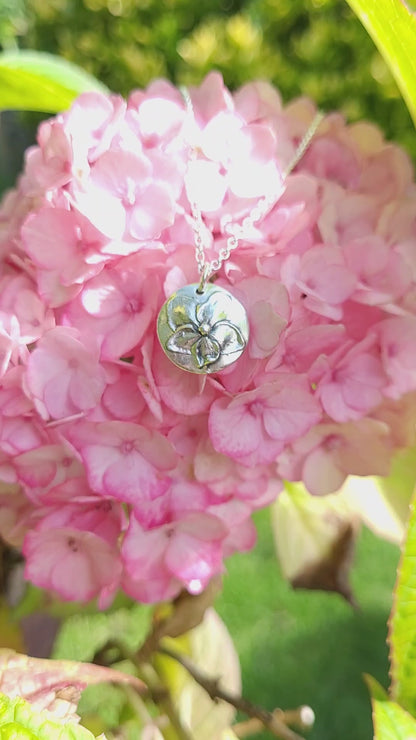 Sterling Silver Hydrangea Flower Pendant Necklace