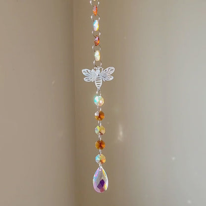 Bee yellow and amber hanging crystal Suncatcher