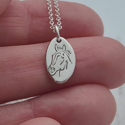 Sterling-silver-oval-horse-pendant-necklace-video