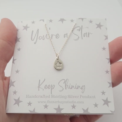 Sterling Silver Tiny Star Teardrop Pendant Necklace