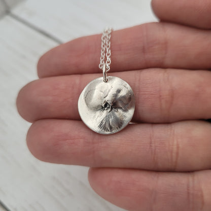 Sterling Silver Viola Pansy Flower Botanical Pendant Necklace