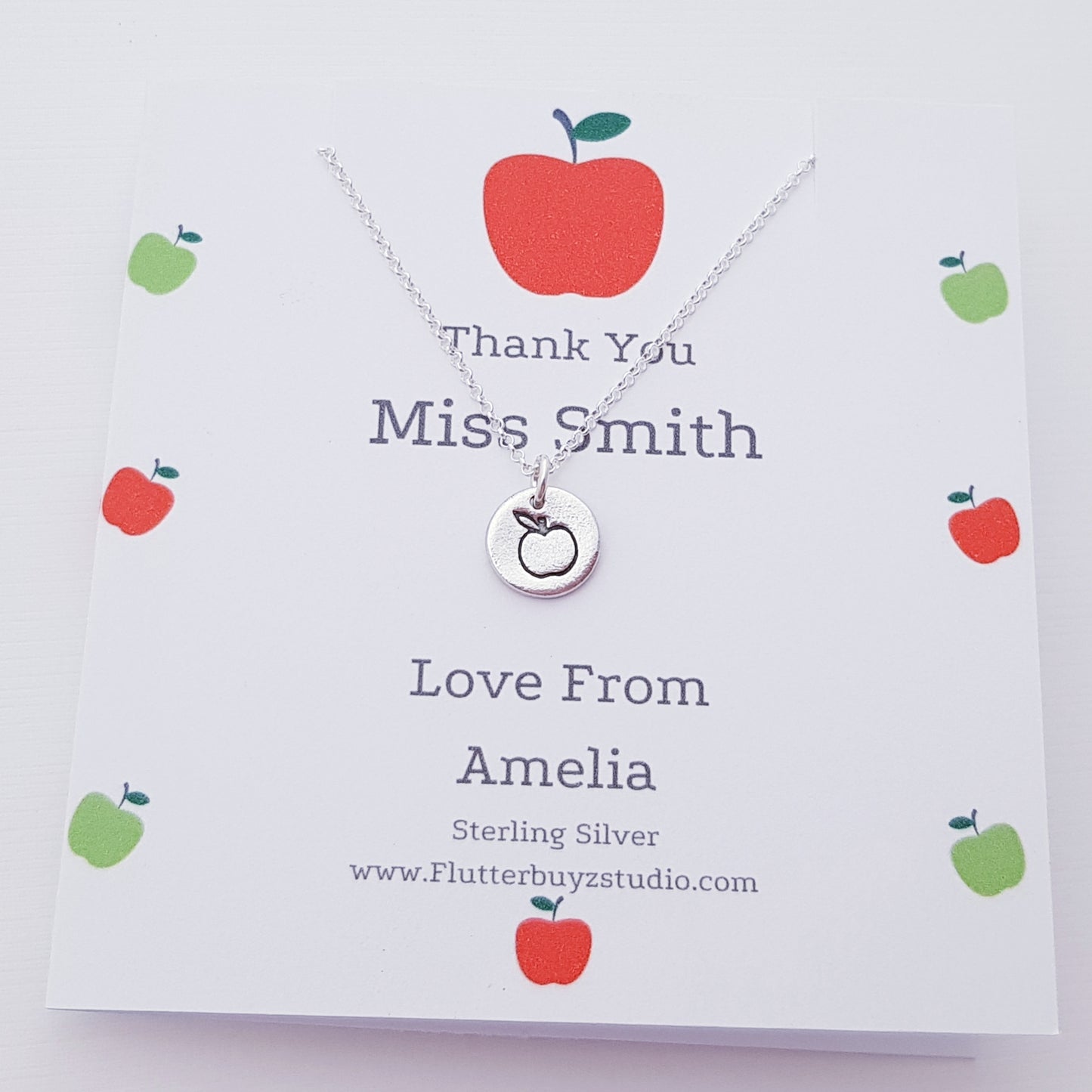 sterling silver tiny apple pendant necklace 3