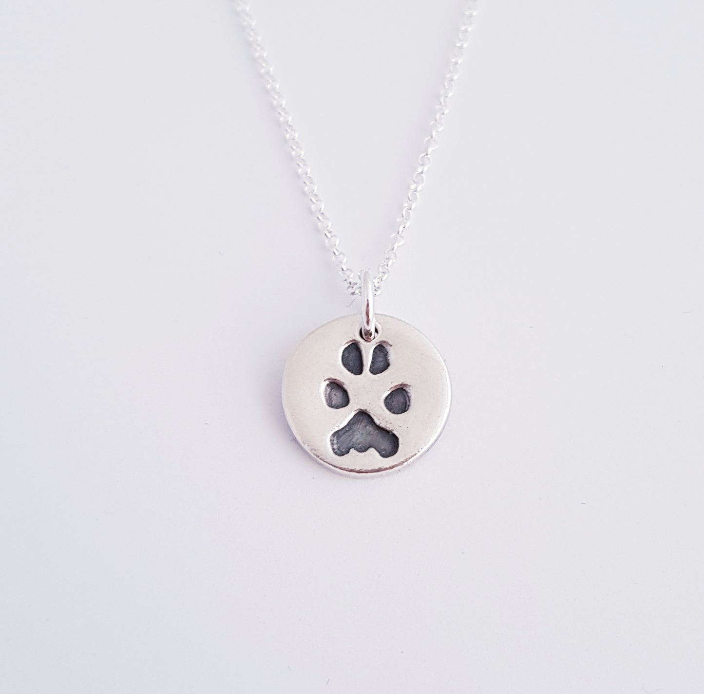 Custom Sterling Silver Paw Print Pendant Necklace