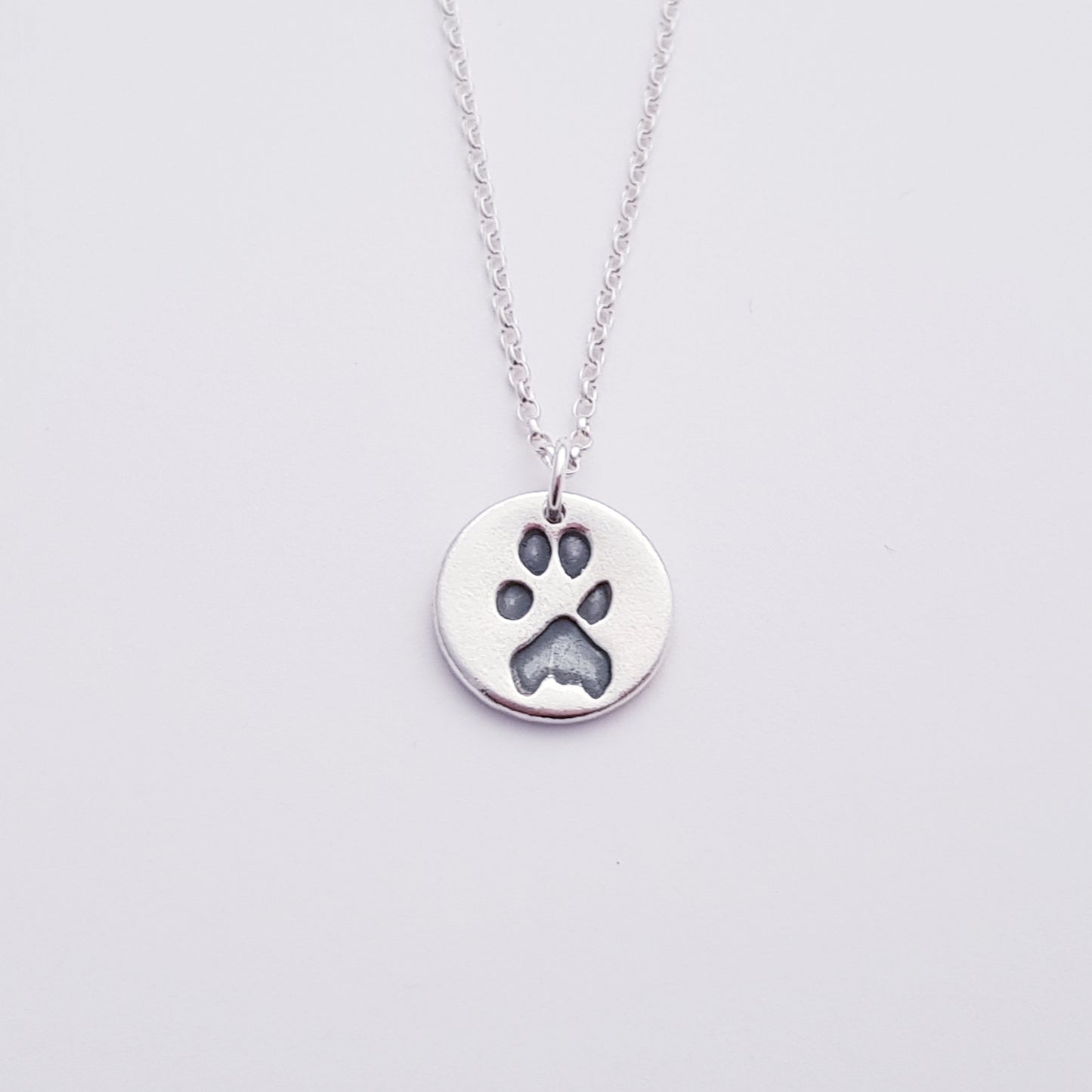 Custom Sterling Silver Paw Print Pendant Necklace