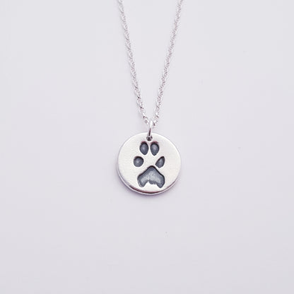 Custom Sterling Silver Paw Print Pendant Necklace