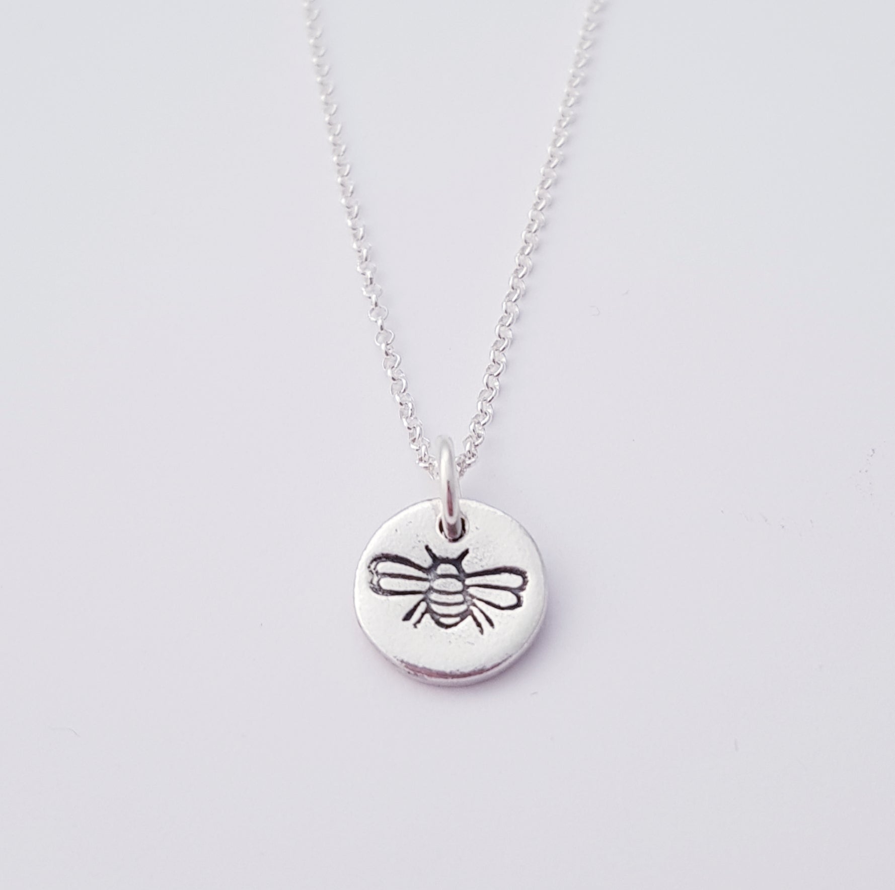 sterling silver tiny 1cm  bee pendant necklace 2