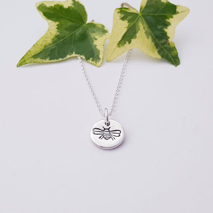 sterling silver tiny 1cm  bee pendant necklace