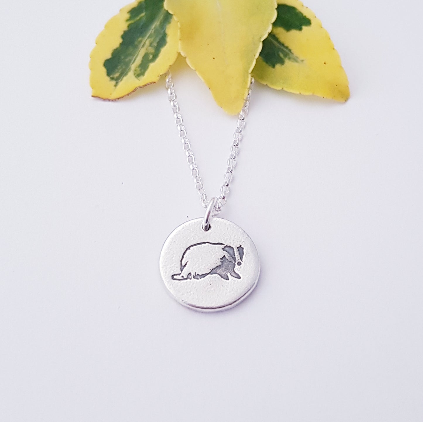 Sterling Silver Medium 1.6cm  Badger Pendant Necklace