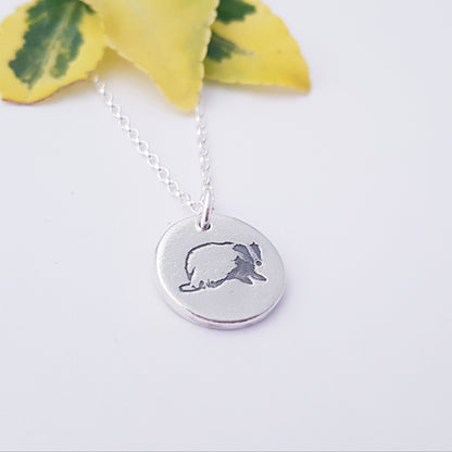 Sterling Silver Medium 1.6cm  Badger Pendant Necklace