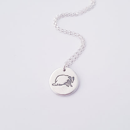 Sterling Silver Medium 1.6cm  Badger Pendant Necklace