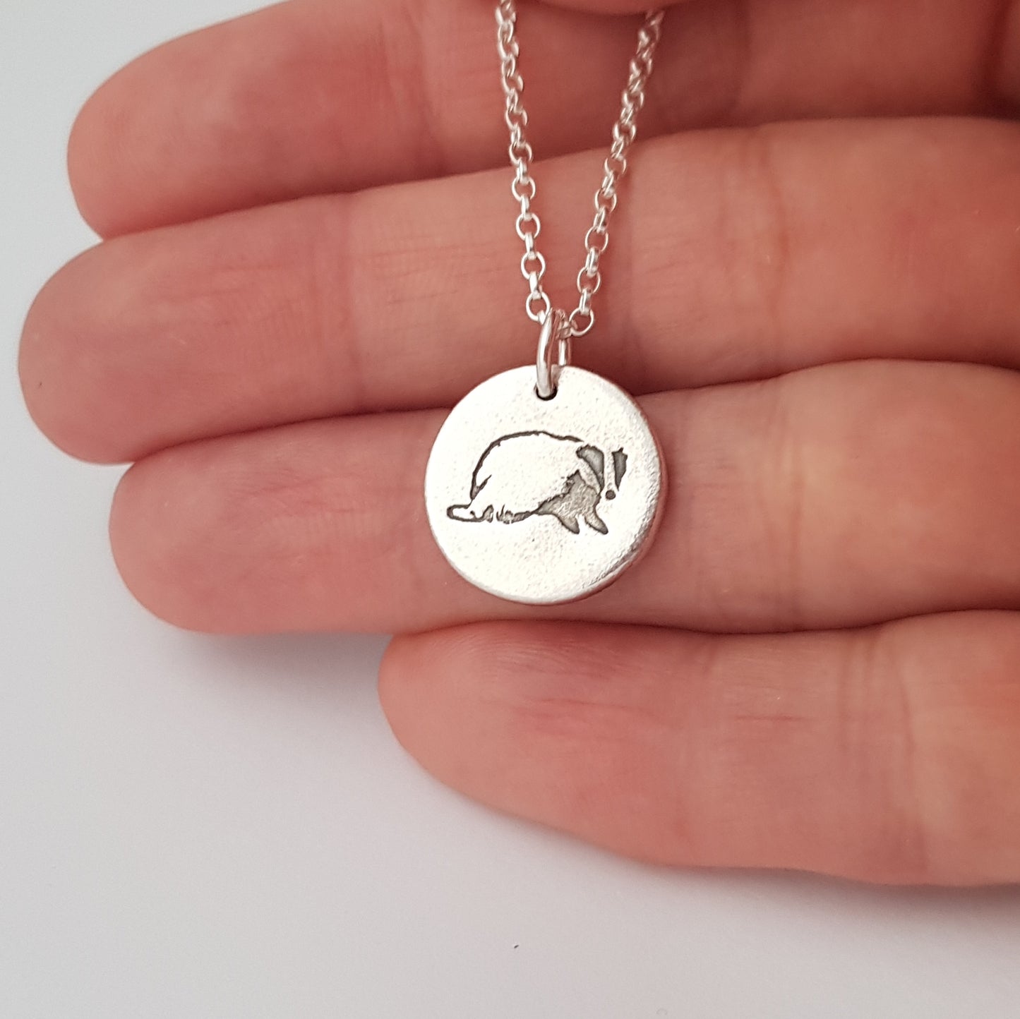 1.6cm sterling silver badger pendant necklace-0