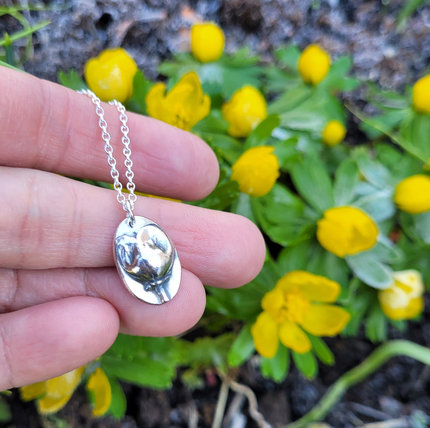 Sterling-silver-aconite-bud-botanical-flower-pendant-necklace-