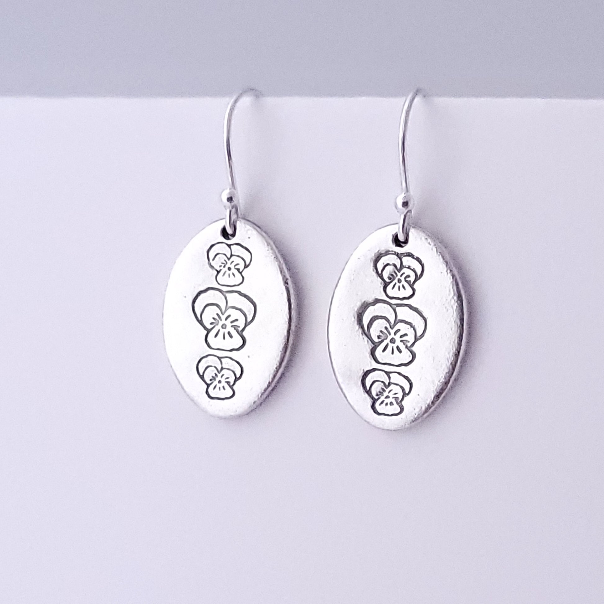 Sterling-silver-large-oval-viola-pansy-earrings-1